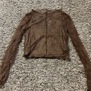 Lace Long Sleeve Cropped Top